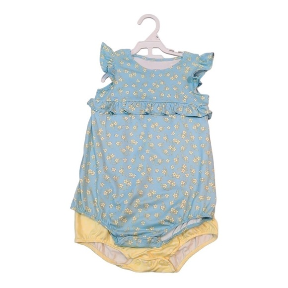 Pippa and Julie Yellow Ruffle and Blue Floral Rompers Set of 2 Size 18 … - Picture 1 of 2